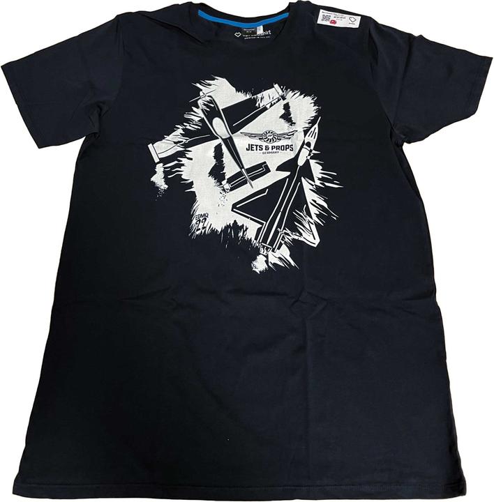 Actual product image t-shirt "m" jets & props grunge big 400, premium, navy, digital direct print (M)