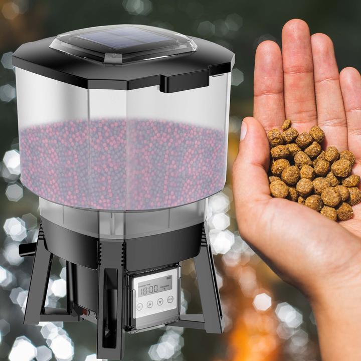 Immagine prodotto SunSun CFF-212 Fischfutterautomat Solar programmierbar Teich Futterspender (Alimentatore automatico digitale)