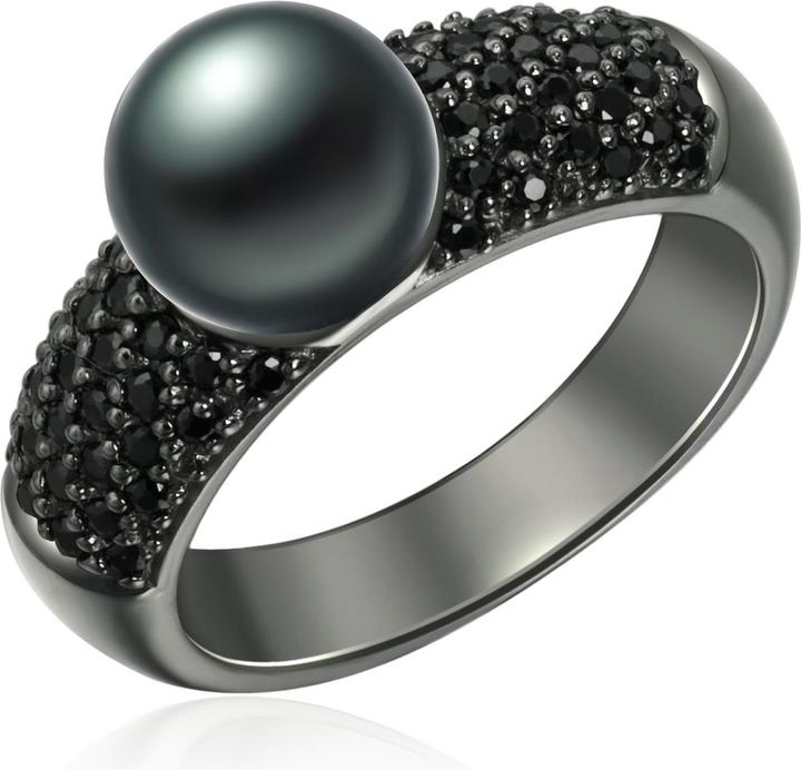 Immagine prodotto Valero Pearls Donna Argento Cubic Zirconia Perle d'acqua dolce coltivate Nero - 2198 (56, 925 Argento)