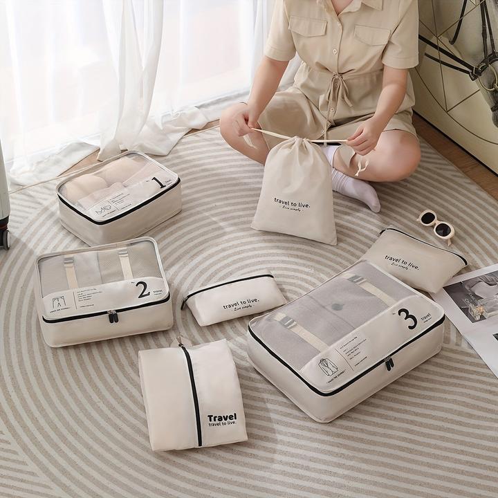 Produktbild Only-Bags.Store 7 Stück Packwürfel für Koffer, leichtes Reisegepäck Packing Organizer, Kompression Lagerung Schuhe
