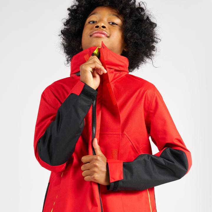 Produktbild Tribord Regenjacke Segeljacke Kinder wasserdicht winddicht - Sailing 300 rot/gelb (10, 11, 12)