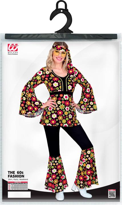Immagine prodotto Widmann Costume da donna in stile hippie con top a fiori, pantaloni e fascia per capelli (S)
