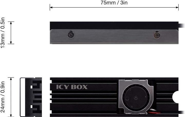 Actual product image RaidSonic Icy Box Heat Sink with Fan for M.2 SSD