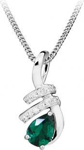 Produktbild Silver Cat Fashion necklace with zircons and emerald glass SC379