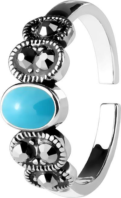 Star Piercing Ring silber mit Türkis Stein (Messing)