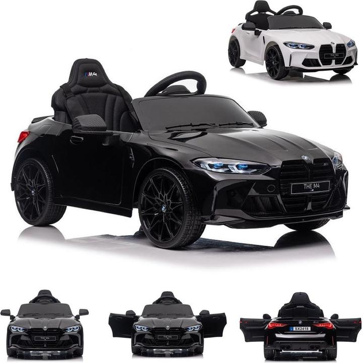 Actual product image Es-toys Electric children's car - black - "BMW M4" - Licensed - 12V7A battery, MP3, leather seat+EVA (12 V)