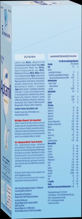 Nutritional values and ingredients Aptamil Pronutra Pre (114 g, from birth)