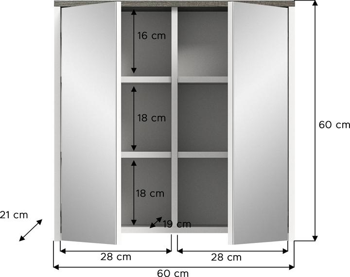 Actual product image Xonox Home Los Angeles mirror cabinet