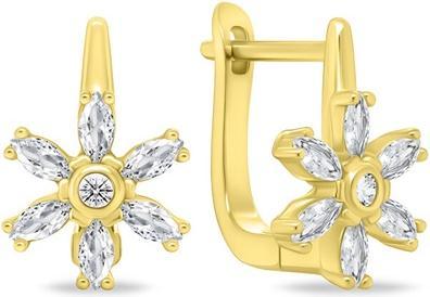 Produktbild Brilio Silver - Glittering gold-plated earrings Flowers with zircons EA352Y