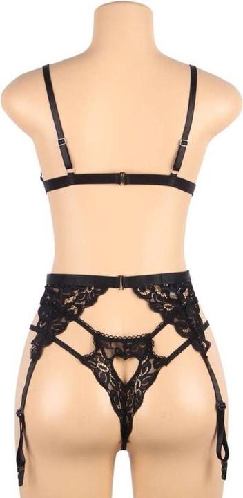 Actual product image Subblime Three-Piece Set Bra+ Garter Belt + Thong S/M (M)