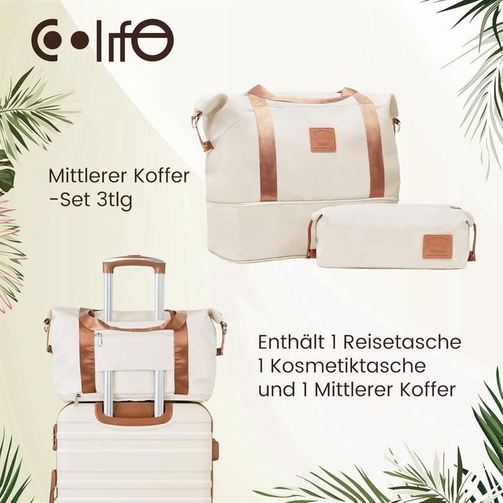 Actual product image Coolife 3-teiliges mittleres Hartschalenkoffer-Set mit TSA-Schloss (60 l, M (50 - 90l))