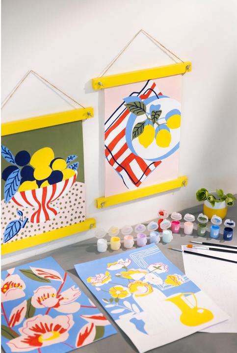 Actual product image Creativ Company Bastelfarbe Malen nach Zahlen mit Acrylfarben 4 Stück (Yellow, Multicoloured)