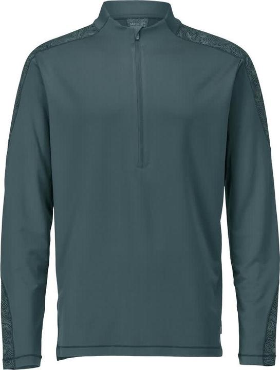 Actual product image Mascot T-shirt long sleeve, short zip, forest green, size 4XL (4XL)