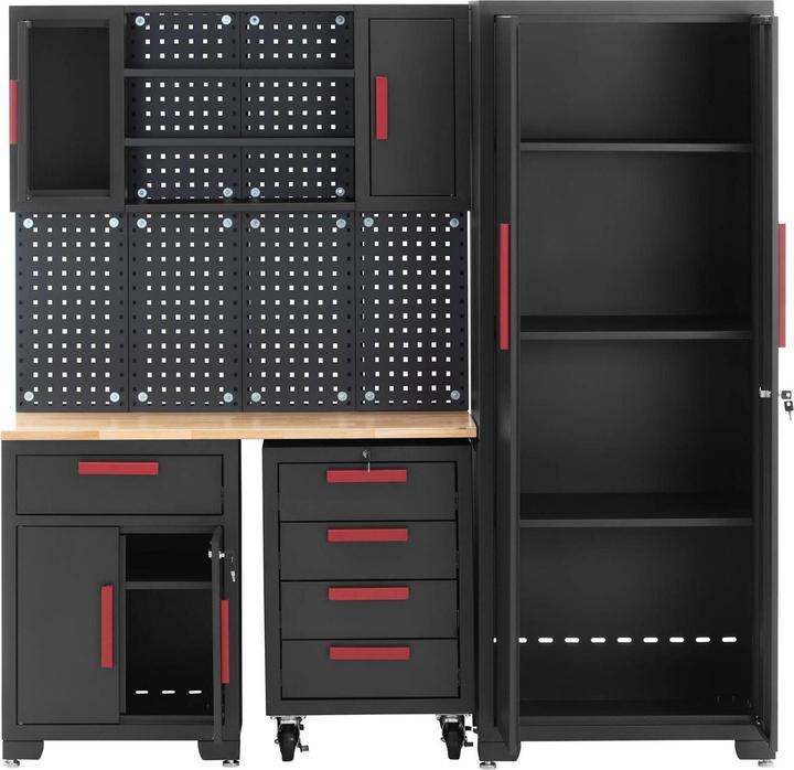 Actual product image MSW Tool Cabinet - modular - 120.3 x 42.7 x 2.5 cm top - perforated wall - roller container - lockable (19 cm, 4.90 cm)