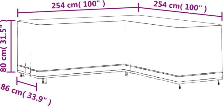 Immagine prodotto VidaXL Copridivano da giardino a L nero 254x254x86 cm 420D