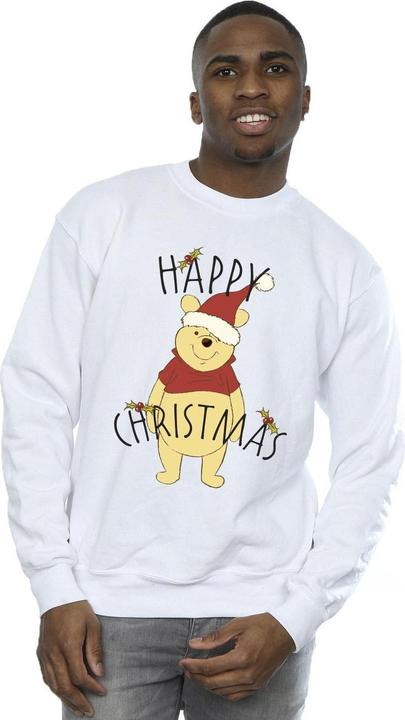 Actual product image Disney Mens Winnie The Pooh Happy Christmas Holly Sweatshirt (5XL)