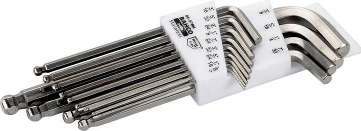 Image du produit Bahco Jeu de tournevis coudés en acier inoxydable, modèle en pouces, avec tête sphérique longue, pour vis