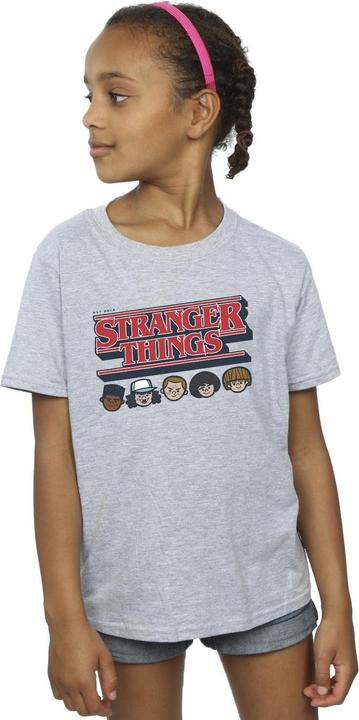 Actual product image Netflix Girls Stranger Things Caricature Logo Cotton T-Shirt (152, 158)