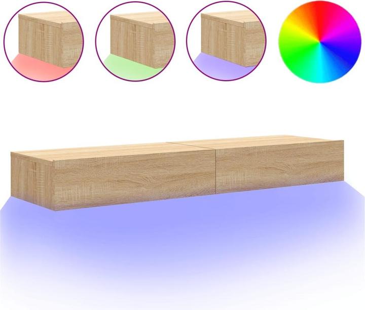 Produktbild VidaXL TV Schrank mit LED-Leuchten Fernsehschrank Lowboard 2 Stk. Sonoma-Eiche