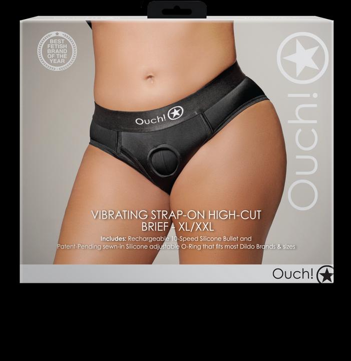 Actual product image Ouch! Vibrating Strap-on High-cut Brief - XL/XXL