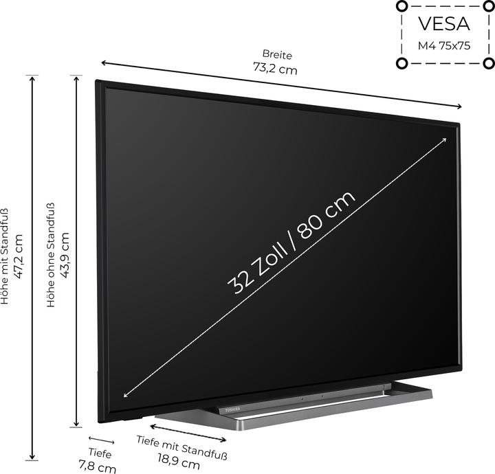 Actual product image Toshiba 32WD3C63DA (32", WD3C, LED, HD, 2020)
