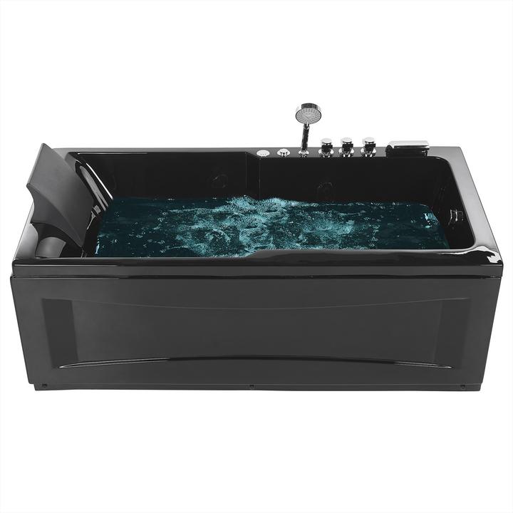 Produktbild Beliani Whirlpool Badewanne schwarz rechteckig mit LED 169 x 81 cm links ARTEMISA (200 l, 112 cm, 81 cm)