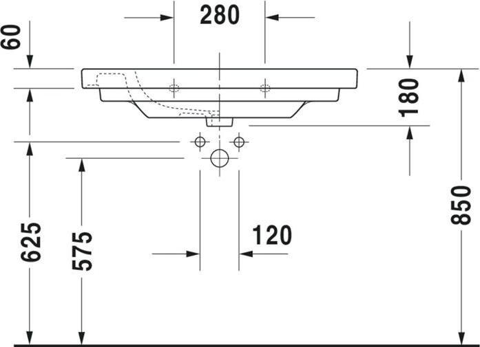 Image du produit Duravit Lavabo pour meuble D-CODE MED sans robinetterie m HLB 850x480mm 1 trou de robinetterie blanc (480 mm, 850 mm)