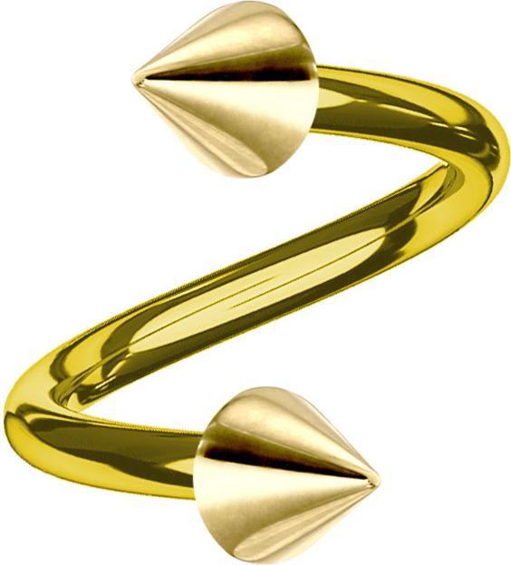 Actual product image Star Piercing Micro spiral gold-plated with two cones (without brass, Surgical steel 316L)