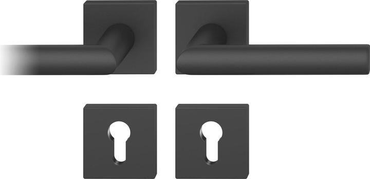 FSB Lever handle set 12 1076 ASL on rosette angular PZ, black matt (Door set)