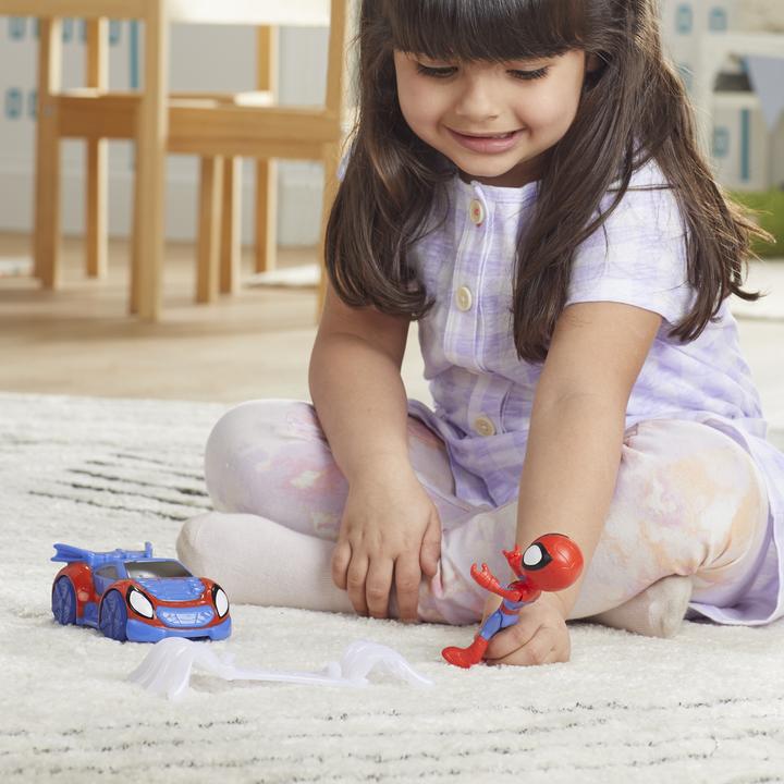 Actual product image Hasbro Spidey and His Amazing Friends Spidey Web-Flitzer Set, Spidey Action Figure with Vehicle and A