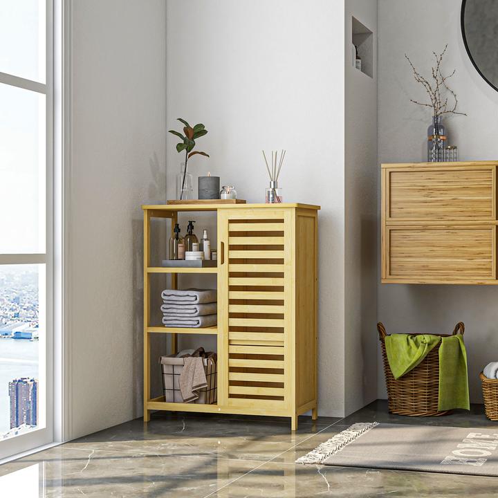 Immagine prodotto Kleankin Mobile da bagno con ripiano aperto e protezione antiribaltamento (66 x 33 x 87 cm)