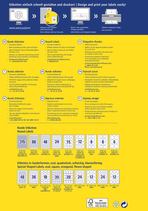 Image du produit Avery Runde Etiketten