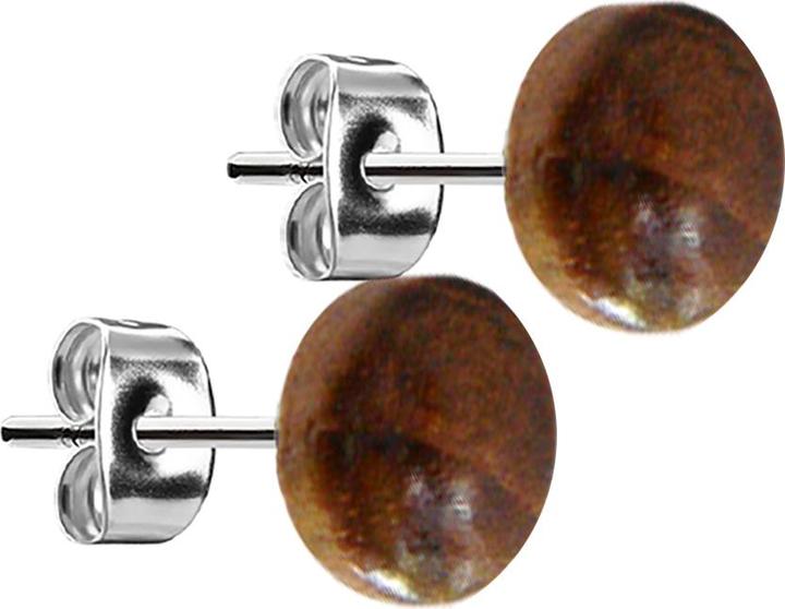Produktbild Star Piercing Ohrstecker silber Teller aus Teakholz (ohne Messing, Organisch, Chirurgenstahl 316L)