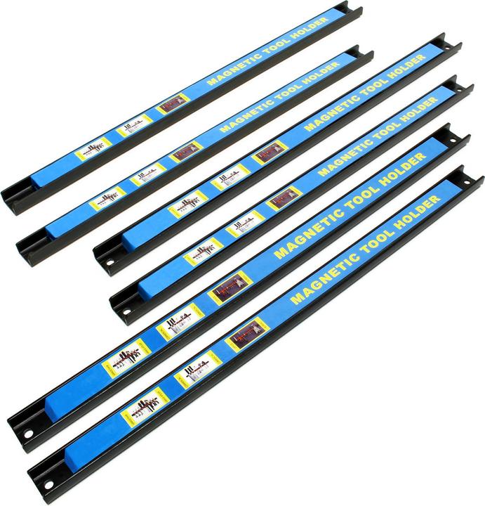 Wiltec Kit Barres Porte-outils 6x46cm Barres magnétiques Acier Rangement accessoires Atelier Montage mural