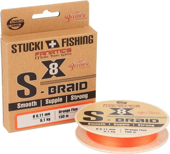 Produktbild Stucki Fishing S-Braid X8, Orange (20 kg, 0.25 mm)
