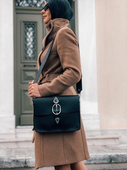 Image du produit Only-Bags.Store Sac bohème, sac bandoulière en cuir, sac à main en cuir noir, en cuir pleine fleur