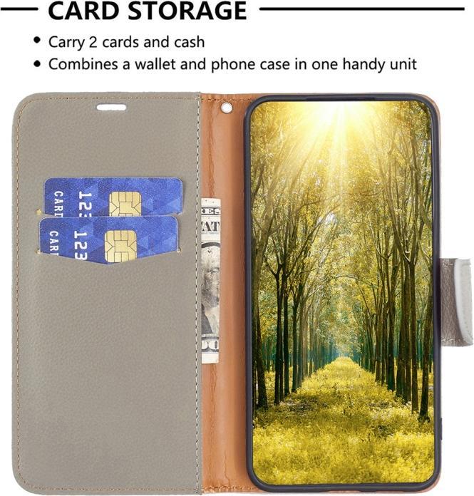 Produktbild AM-Handyzubehör Klapphülle Samsung Galaxy S23 Plus - Leder - Grau (Samsung Galaxy S23+)