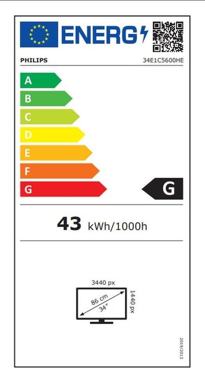 Energie-Label Philips 34E1C5600HE (3440 x 1440 Pixel, 34")