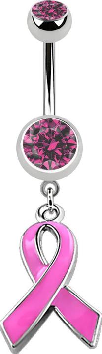 Actual product image Star Piercing Banana silver with two crystal balls and bow pink (Titanium G23, without brass)