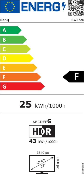 Label énergétique BenQ PhotoVue SW272U (3840 x 2160 pixels, 27")