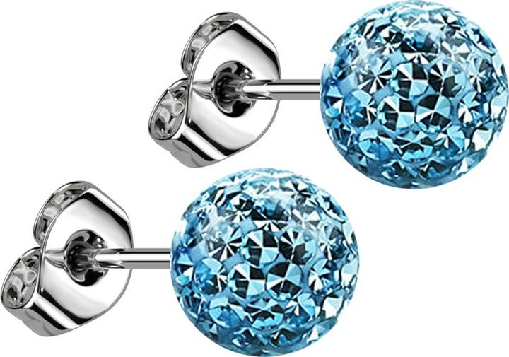 Produktbild Star Piercing Ohrstecker silber mit Kristall Kugel aqua Epoxy Schutzschicht (Chirurgenstahl 316L, ohne Messing)