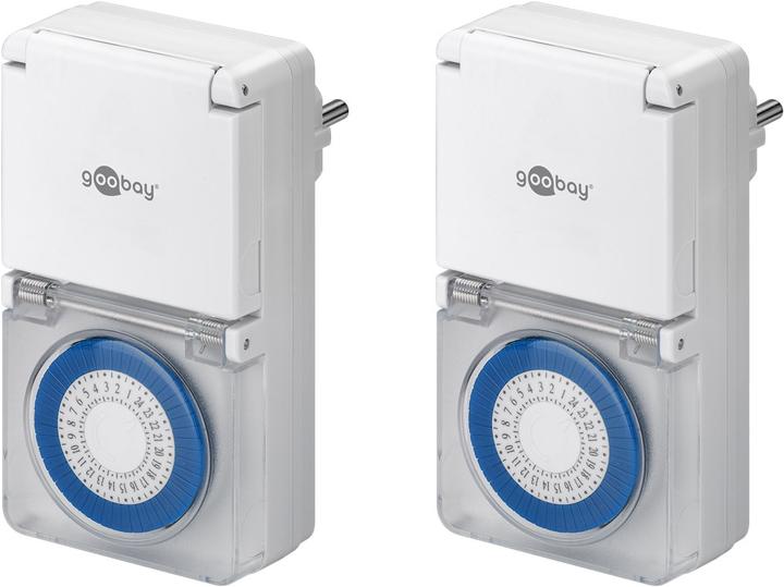 Immagine prodotto Goobay Timer analogico IP44, 2 pezzi, bianco