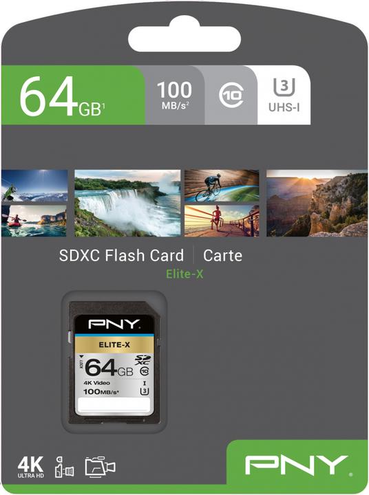Immagine prodotto PNY Scheda SDXC Elite-X UHS-I U3 64 GB (64 GB, SDXC, U3, UHS-I)