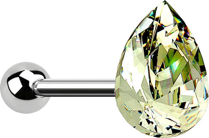 Produktbild Star Piercing Micro Barbell silber Tropfen Kristall grün (ohne Messing, Chirurgenstahl 316L)