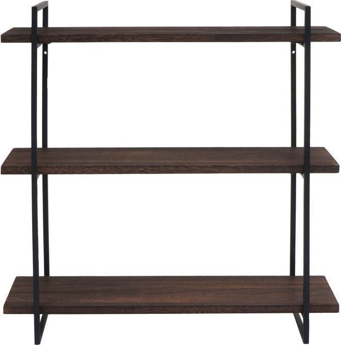 Produktbild Mendler Wandregal HWC-K78, 3 Regalböden Massiv-Holz Industrial 60x60x18cm - dunkelbraun, Metall schwarz (60 x 60 x 18 cm)
