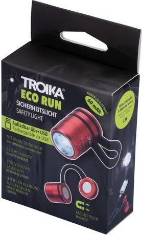 Actual product image Troika ECO RUN Lamp de poche avec lumière LED, 3 fonctions d'éclairage, incl. câble de charge, rouge (3.60 cm)