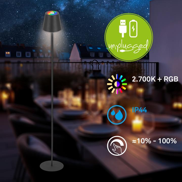 Produktbild Briloner RGB/W Accu floor lamp, IP44, anthracite