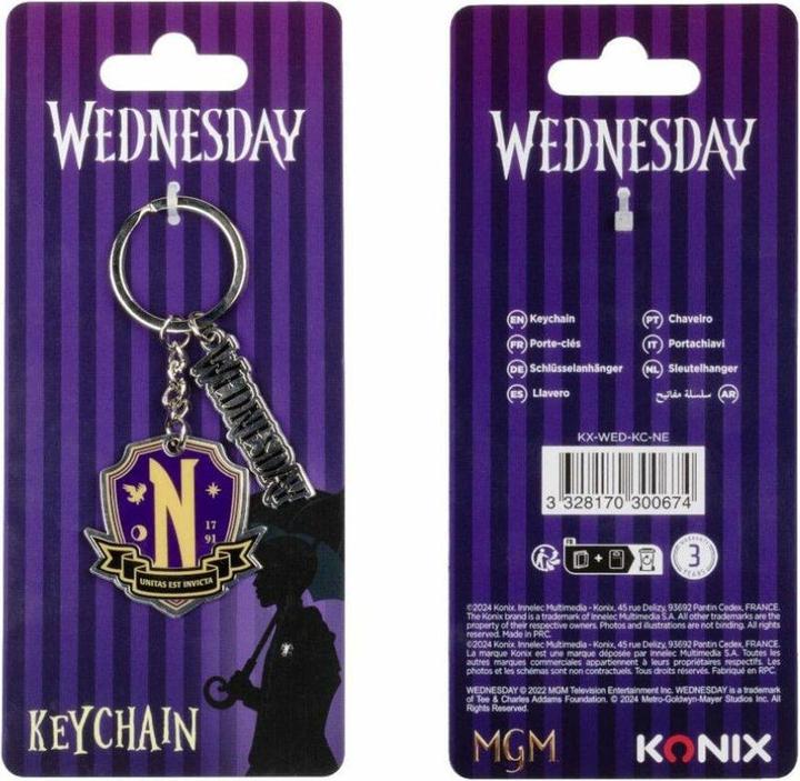Actual product image Konix Wednesday key fob Nevermore
