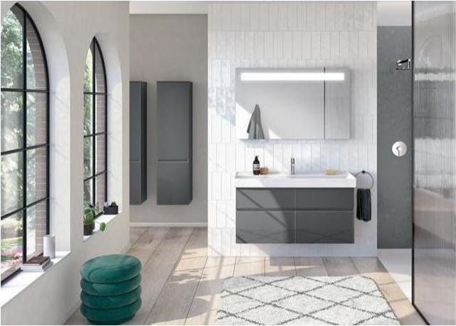 Actual product image Villeroy & Boch V&B Vanity unit COLLARO 1154x546x444mm w LED Bel Glossy Grey (115.5 x 44.5 x 54.5 cm)