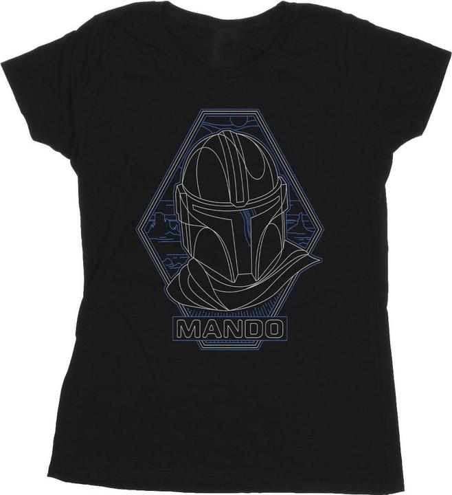 Actual product image Star Wars Womens/Ladies The Mandalorian Outline Helm Diamond Cotton T-Shirt (XXL)